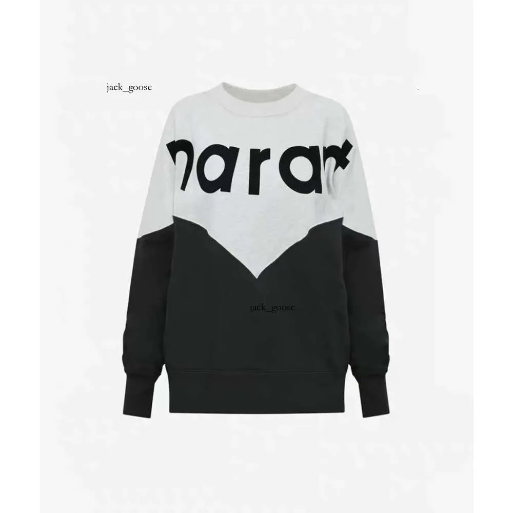 Luxury Women Sweatshirt Isabel Marant Designer Round Neck Pullover Isabel Marant Sweatshirt Women Letter Flocking Print Casual Color Contrast Long Sleeve 382