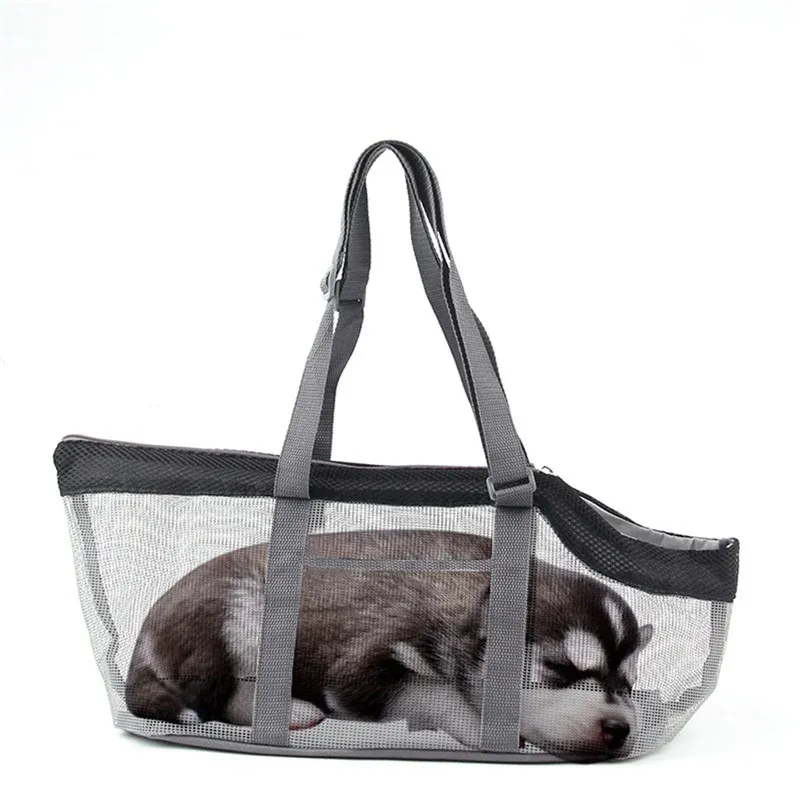 Sac de transport en maille respirante pour animaux de compagnie, fourre-tout Portable avec bandoulière réglable pour chiens et chats, transport et sacs de produits pour animaux de compagnie