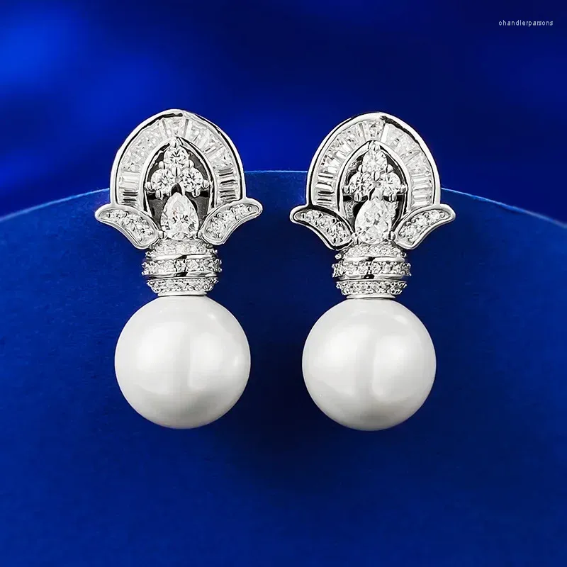 Studörhängen Karloch S925 Sterling Silver 11mm Pearl Earings For Womens Medieval Style High Quality Luxury Fashion Jewelry