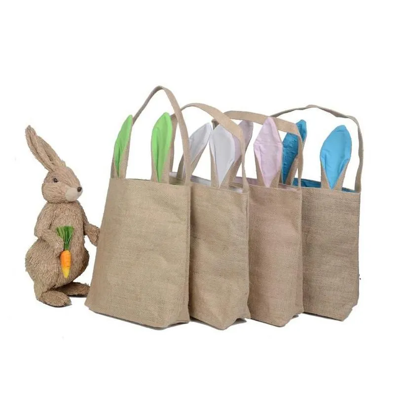 Handbags Kids Burlap Easter Basket With Bunny Ears 14 Colors Cute Gift Bag Rabbit Put Eggs Drop Delivery Baby, Maternity Accessories B Dhqm7
