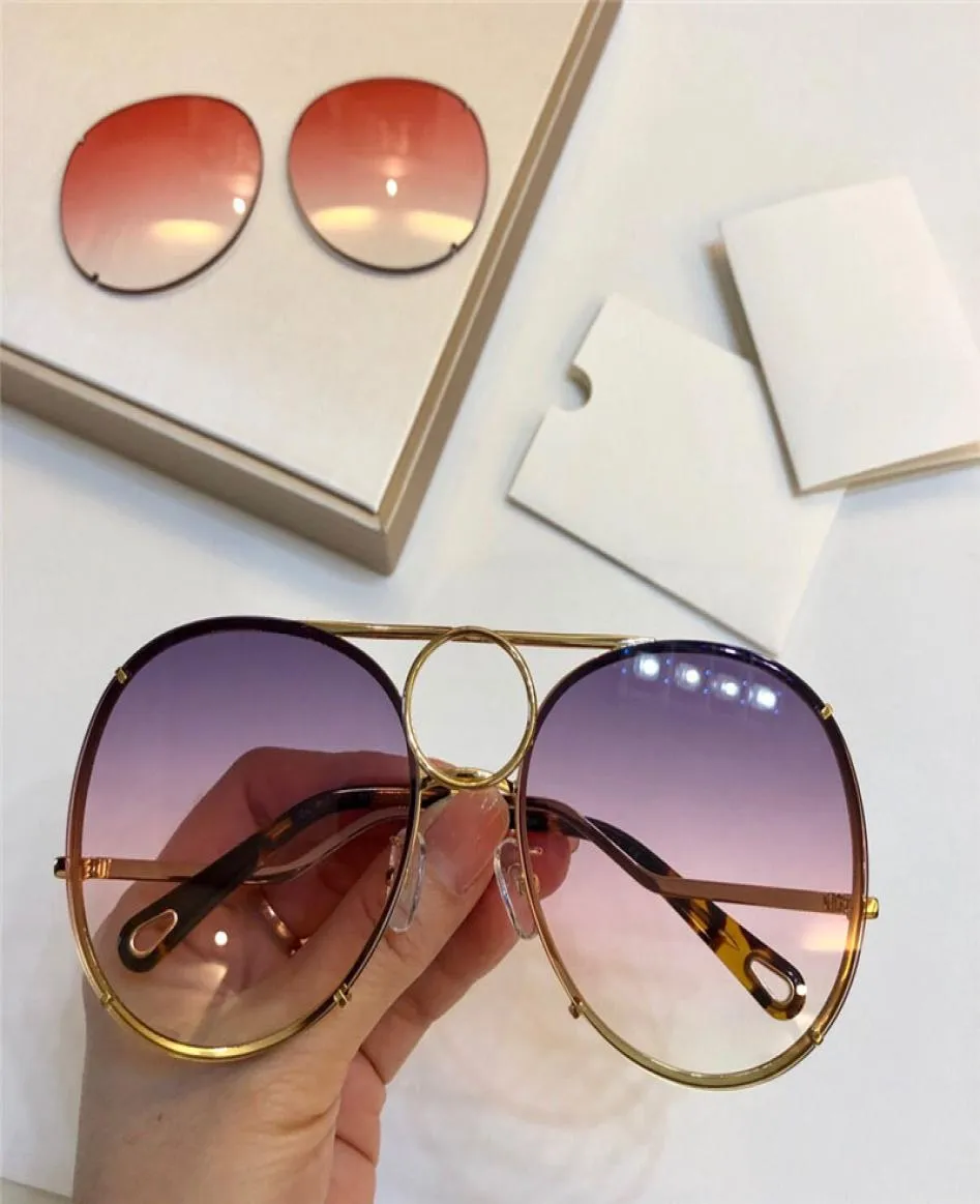 Luxury- Women Designer Sunglasses145S Metal Big Round Frame Glasses Detachable lens design Comes with a pair of lens UV400 protection5264465