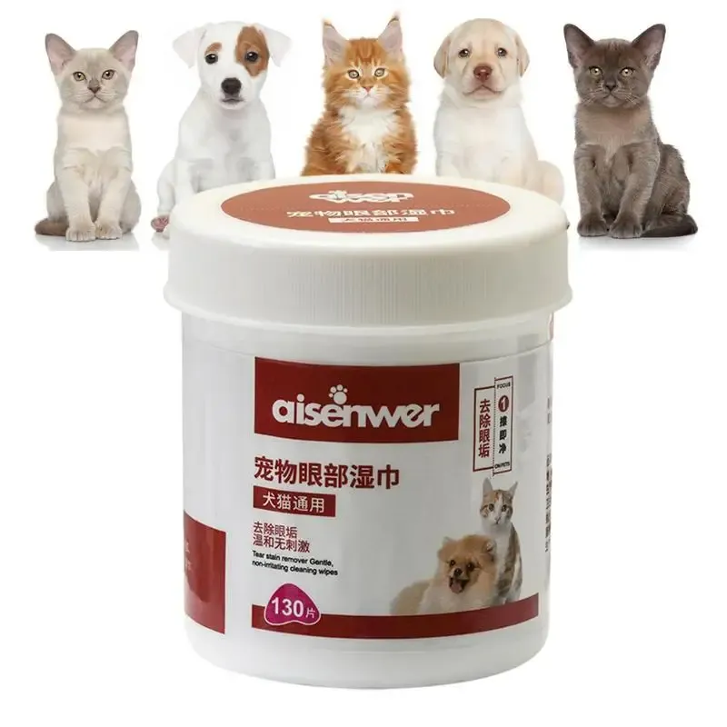 Lingettes pour les yeux de chien, dissolvant de larmes pour chiot, chaton, détachant, détachant pour animaux de compagnie, chat, yeux de chien, oreilles, serviette de nettoyage, papier pour fournitures de toilettage