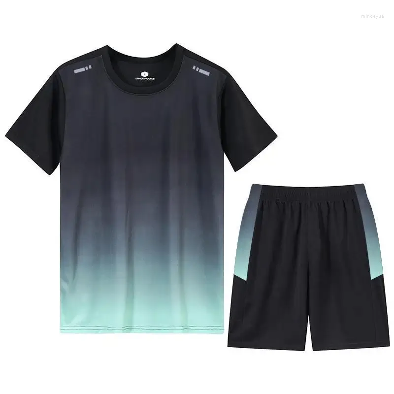 Męskie dresy 2024 Summer Sports Sport oddychający prędkość sucha lód Silk Kurt krótki rękaw