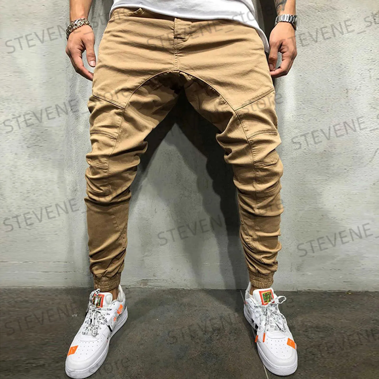 Pantalons pour hommes Pantalons cargo pour hommes Joggers Hip Hop Cordon Taille élastique Slim Fit Pantalon décontracté Pantalon de survêtement Vêtements de haute qualité pour hommes T240326