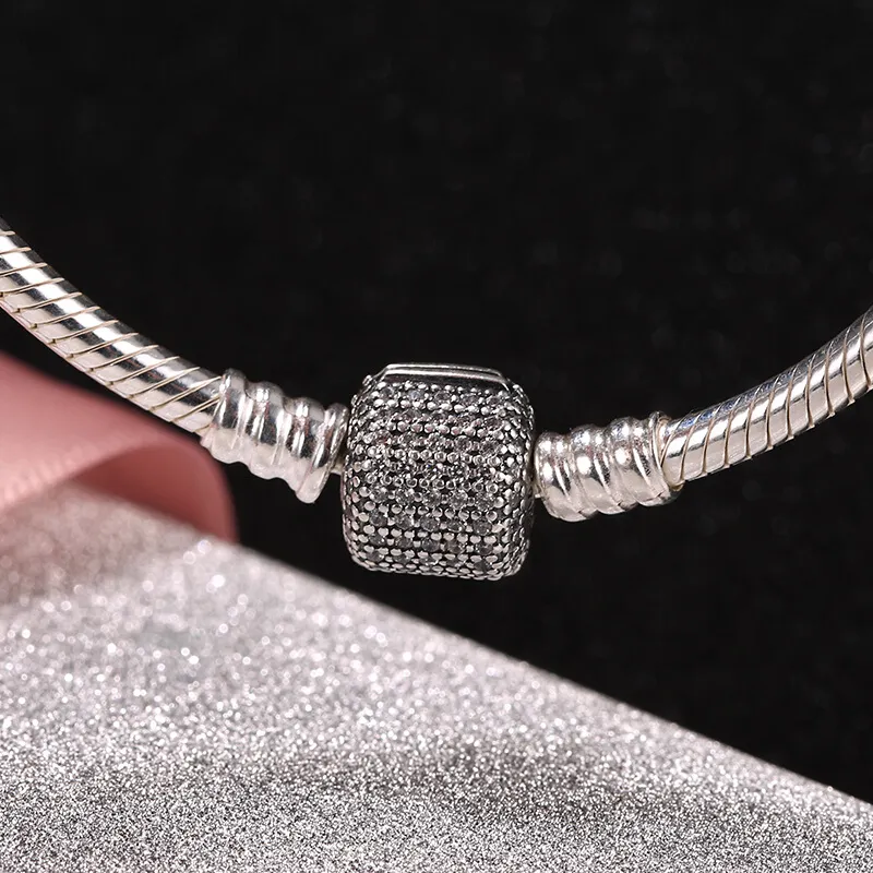 Bracciale in vero argento con zirconi trasparenti adatto per gioielli con bracciale 590723CZ