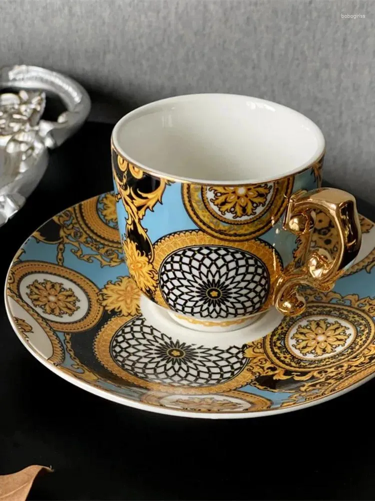 Cups Saucers European Style Espresso Cup And Plate Gift Box Set With High-end Gold Afternoon Tea Wedding Gifts