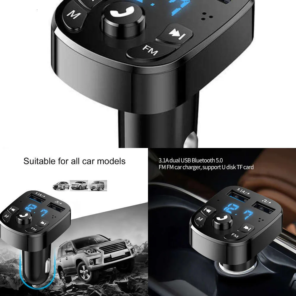 Draadloze autolader Bluetooth FM-zender Audio Dual USB Mp3-speler Radio Handsfree oplader 3.1A Snelle oplader Auto-accessoires Groothandel