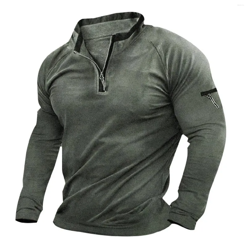 Men's T Shirts High Quality Fitness Top Warm Zipper Wool Pullover Windproof Spring And Winter Coat Underwear Clothing