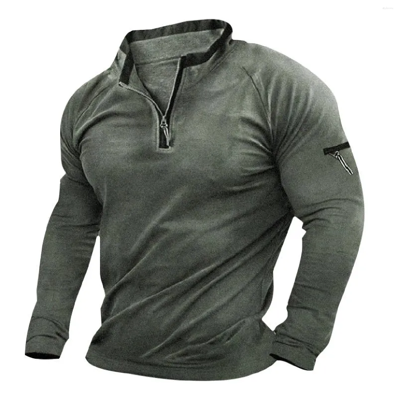 Heren t shirts hoogwaardige fitness top warme ritswollen pullover winddichte lente en winterjas ondergoed kleding