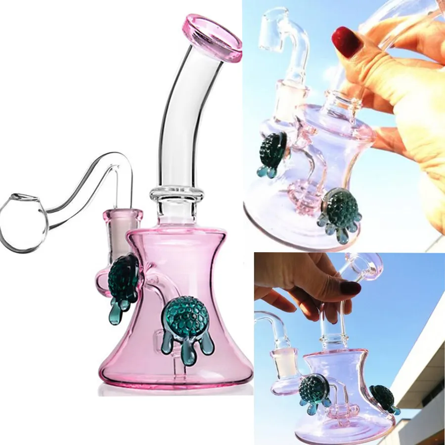 Beher taban bongs duman cam su boruları nargile petrol kuleleri 14mm eklem başlık cam su bong 7.0 inç