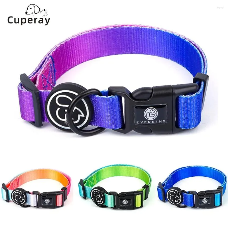 Dog Collars Medium And Large Collar Adjustable Gradient Color Pet With Quick Release Buckle Metal D-Ring For Dogs Walking