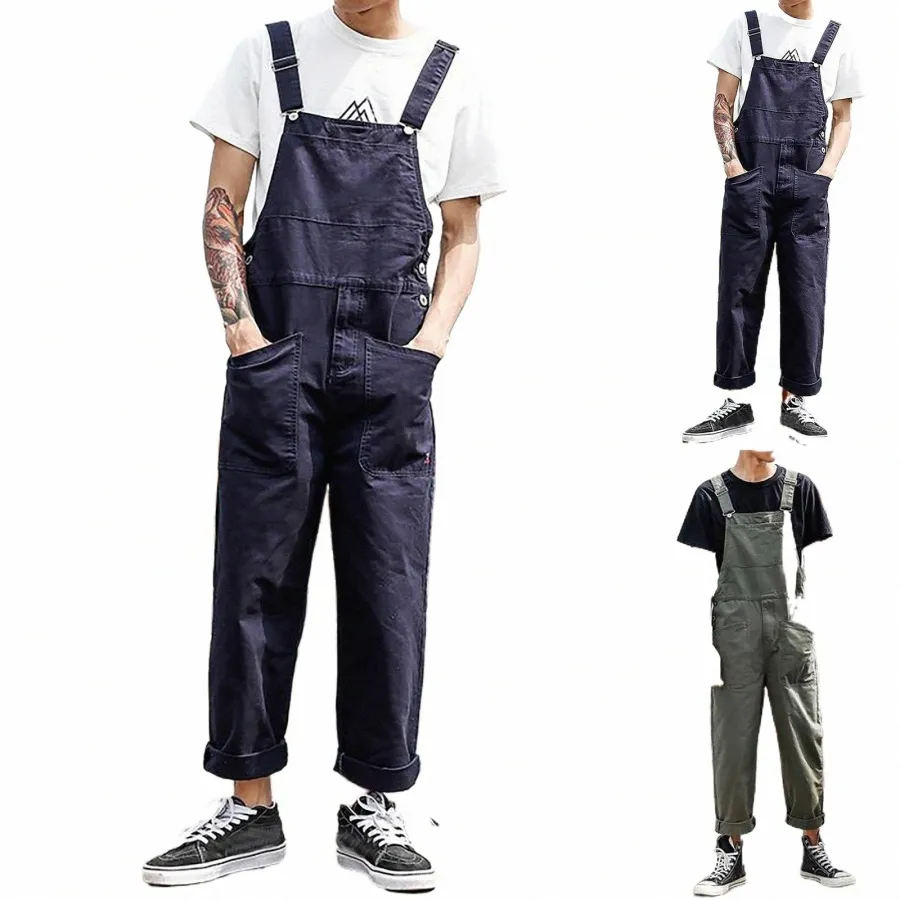 lightweight Overalls With Pockets Men'S Bib Overalls Fi Relaxed Fit Casual Jumpsuit Cott Denim Trousers Daily Wear M0Ok#