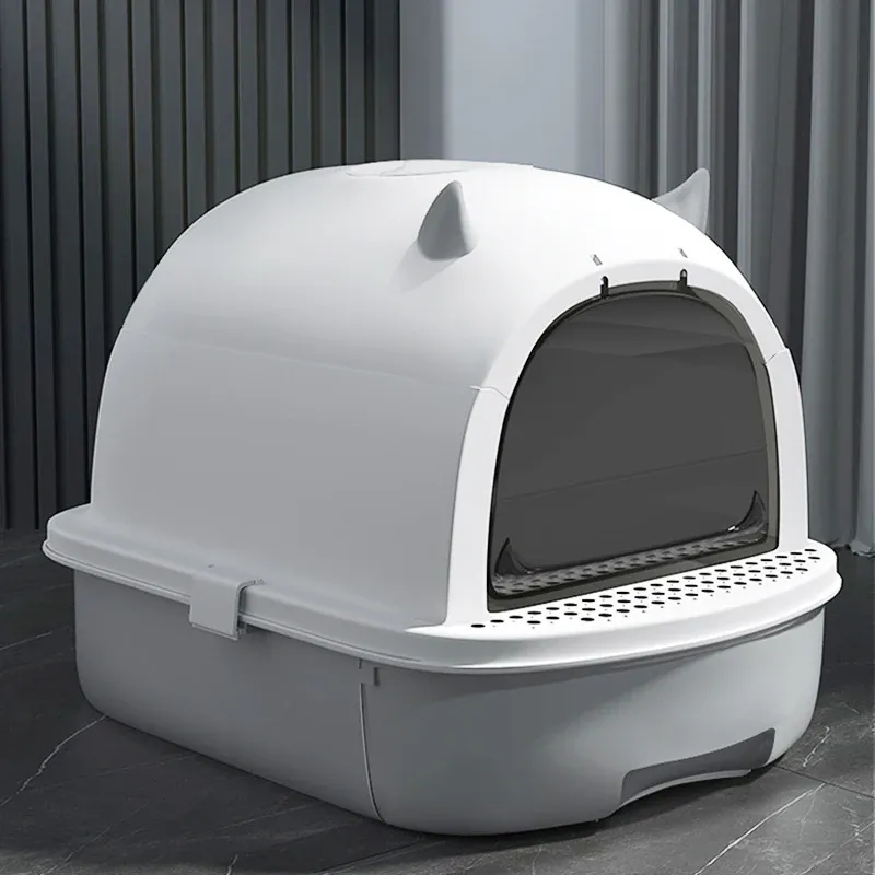 Boîtes bac à litière pour chat grande capacité peut être tiré fermé/semi-fermé Installation de nettoyage facile Design Sense toilette pour chat