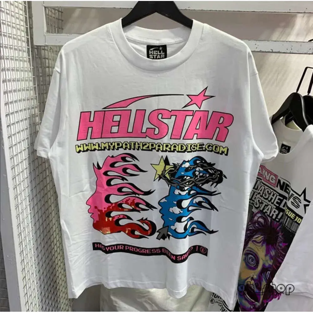 Męska designerka koszulka piekielna koszulka graficzna koszulka hip hop letnie modne tee tee damskie topy bawełniane tshirty Polos krótkie rękawy Wysokiej jakości HellStars Ubrania 1277