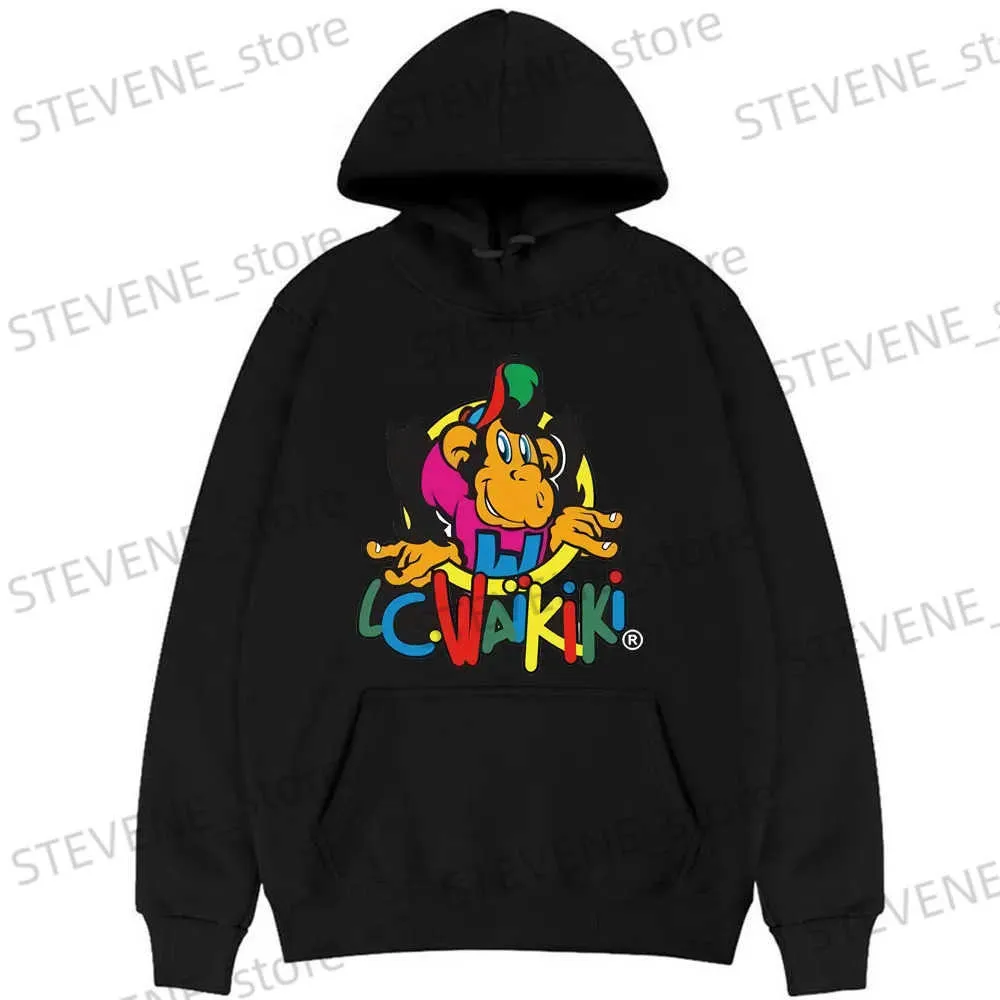 Moletons masculinos Moletons Macaco Hoodie Strtwear LC Waikiki Macaco Merchandise Hoodies Harajuku Padrão Bonito Impressão Moletom Homens Mulheres Roupas Soltas T240326