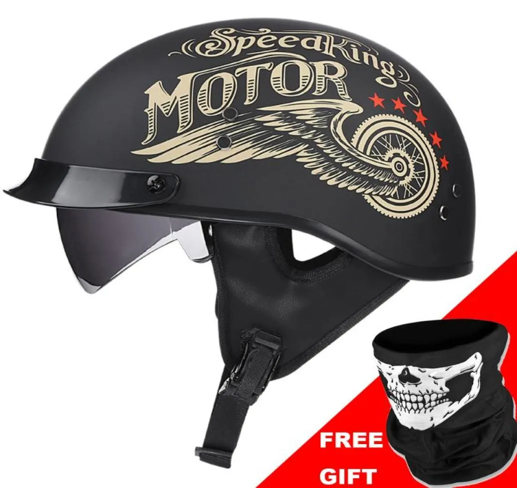 Voss Retro Motorcycle Helmet Moto Helmets ScooterヴィンテージハーフフェイスバイカーモーターバイククラッシュヘルメットCasco Dot認定1518119