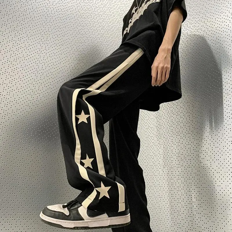 Heren Broek HOUZHOU Y2K Ster Joggingbroek Mannen Zwart Sport Wijde Pijpen Broek Mannelijke Japanse Streetwear Hip Hop Grafische Losse Casual