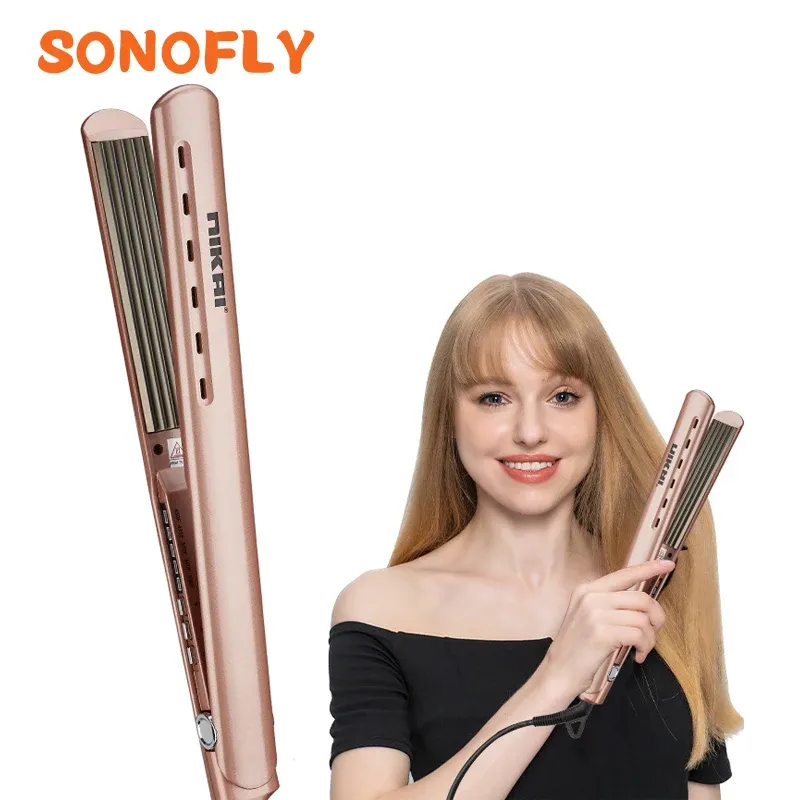Irons SONOFLY Corn Curling Iron 5 Temperature Fluffy Splint Professional Mini Hair Curler Corrugated Wave Hair Styling Tools NK8657