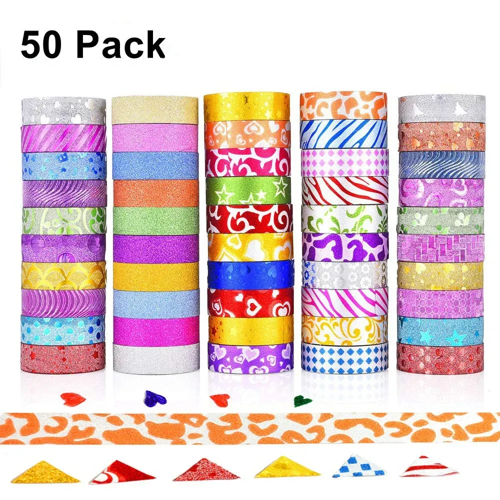 Stitch 5D DIY Diamond Målningsverktyg 50 Rolls Glitter Washi Masking Tape Set för att hålla målning ren broderi korsstygntillbehör