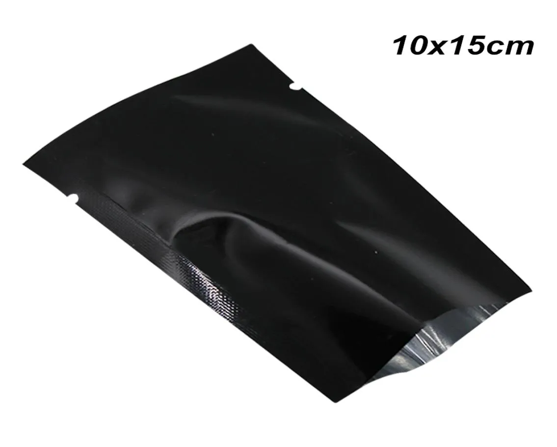 100шт черные 10x15 см. Фольга Вакуумная фольга для хранения пищи мешочки алюминиевая фольга