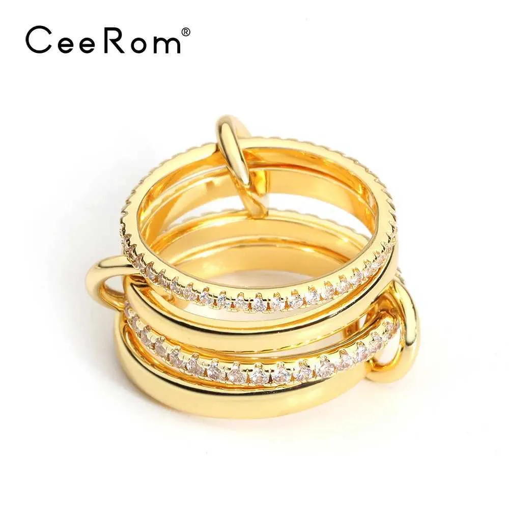 Band Rings CeeRoms Latest Design 4-Ring Set White CZ Gold Midi Finger Ring Womens Fashion Jewelry Anillos J240326