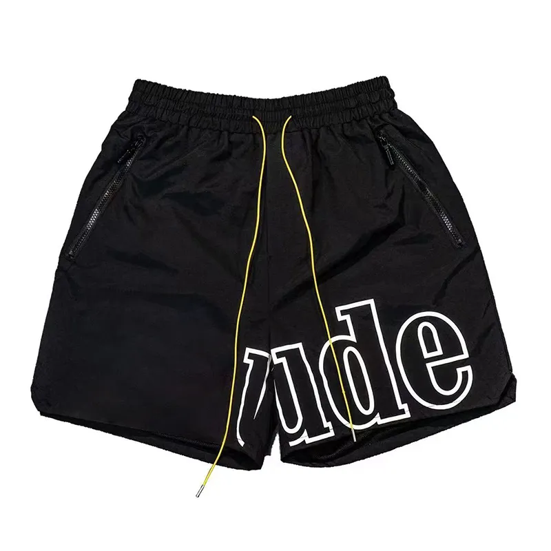 RHUDEシャツデザイナーショーツRHUDE SUMMERファッションビーチパンツ半袖シャツカジュアルT TEESブルーブラックオドケ