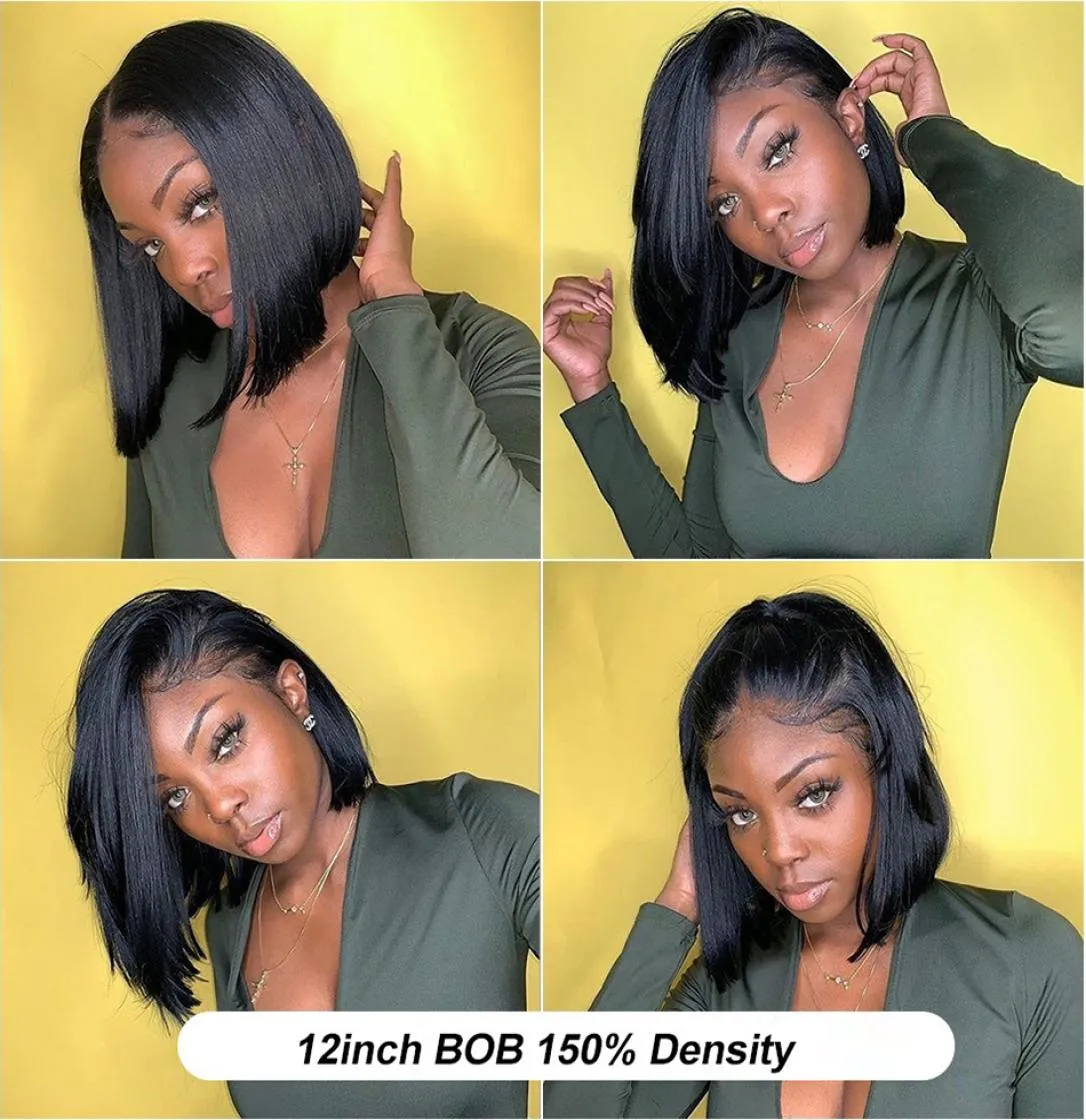 New Arrival Asymmetrical Bob Wig 13x6 Lace Front Human Hair Bob Wig Straight Short Bob Wig Side Part Can Be Dyed Ali Grace Wigs4485631