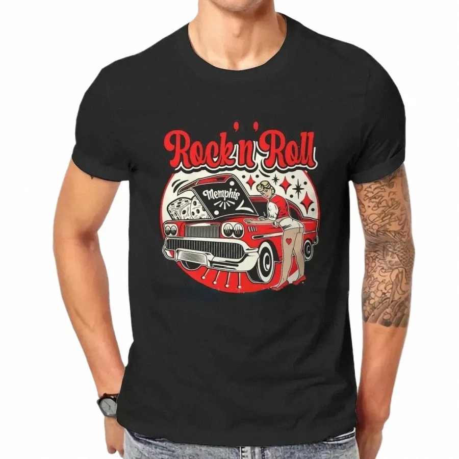 Yaz Tshirt Vintage Erkek Giyim Harajuku T Shirt Erkekler İçin Rockabilly Party 50s Sock Hop Dans Pim Up Rock and Roll Memphis T7QT#