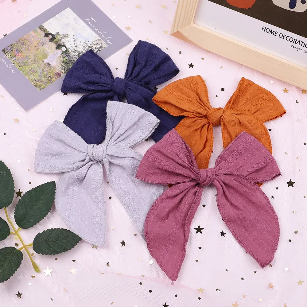 Big Hair BowsTies With Clips Ribbon Hair Clips For Girls Bowknot Hairpins Trendy Kids Hair Accessories Gifts