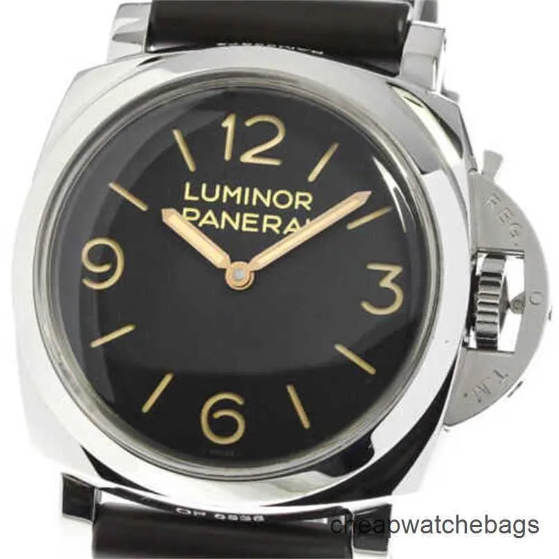 شاهد مصمم رجال Paneraiis Luminor 1950 3Days Pam00372 أسود الاتصال الهاتفي السود