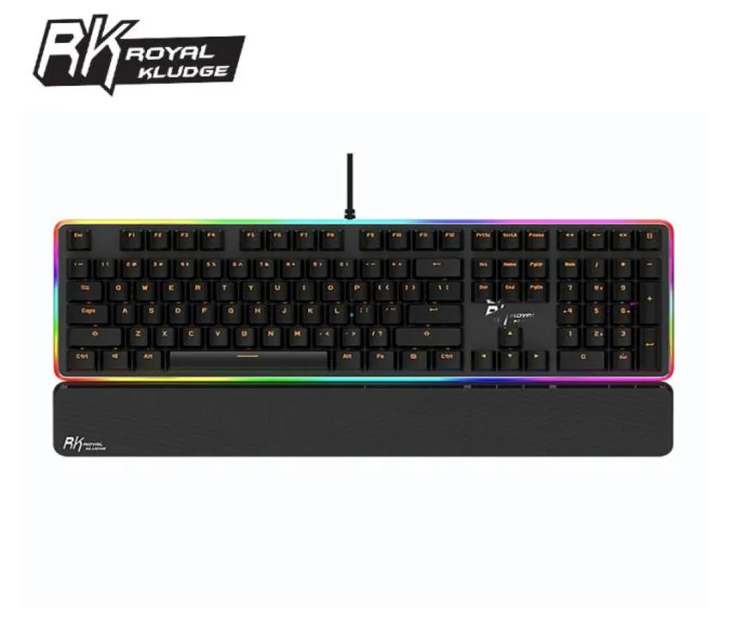 Royal Kludge RK919 108 Keys USB Wired Tangentbord NKRO RGB SIDA Bakgrundsbelyst mekaniskt speltangentbord med handledsbeläggning Brunnad Switch LJ9803021