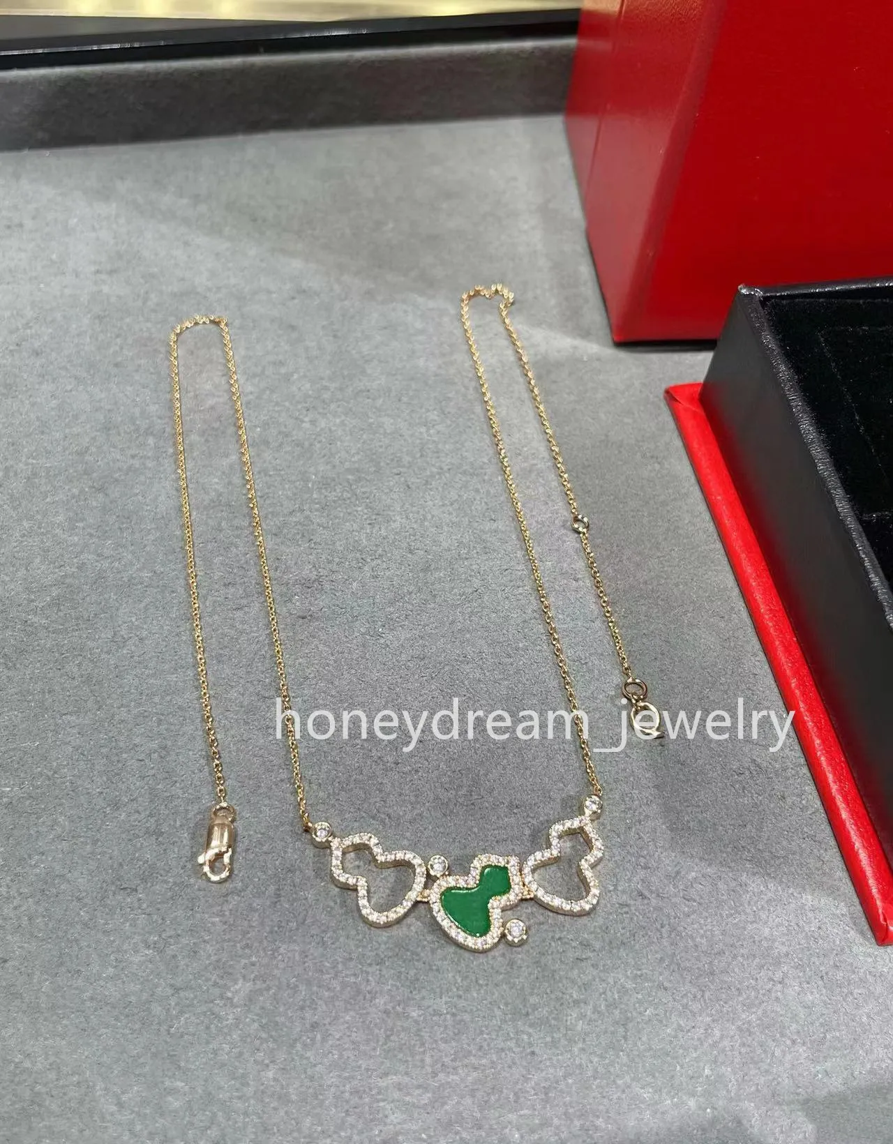 Qeelin Gourd collier calcédoine bijoux chaîne collier pour femme pendentif k Gold Heart Designer Ladies Fashion avec boîte d'emballage