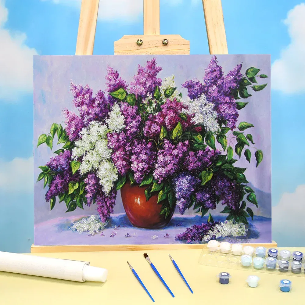 Nummer lila blomma diy färg efter siffror Komplett kit akrylfärger 40*50 PAITING by Numbers Home Decor for Adults Art