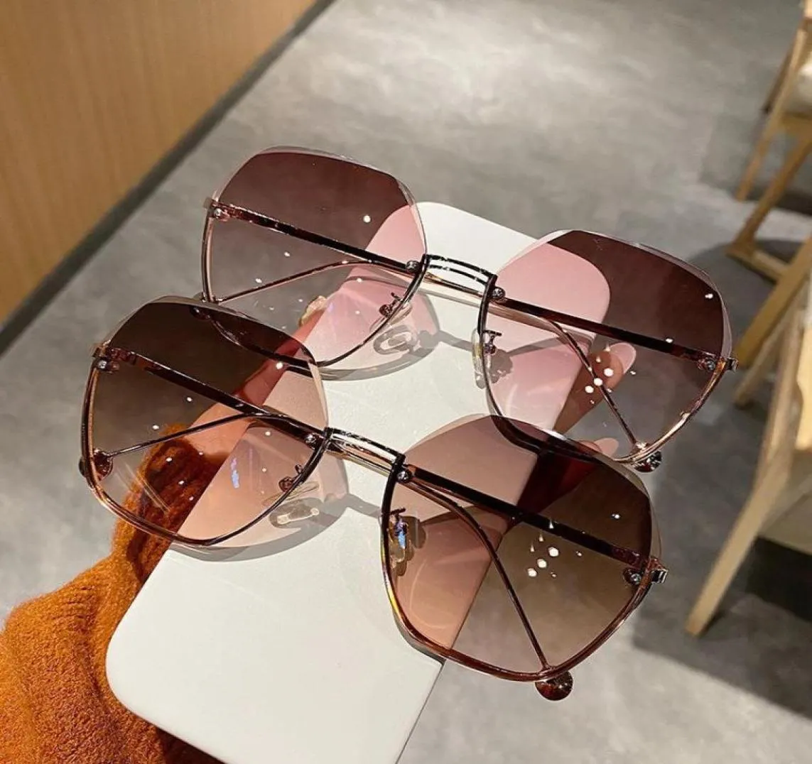 Sunglasses Fashion Rimless Women Designer Gradient Sun Glasses For Female Retro Feminino UV400SunglassesSunglassesSunglasses5821476