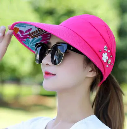 12 Style Womens Summer Hats قابلة للطي قبعة أشعة الشمس UV Protect Floppy Cappy Beach Hat في الهواء الطلق DC365