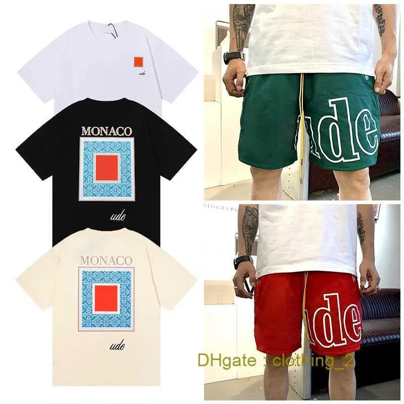 Designer T-shirts Hommes Shorts Femmes Vêtements Graphique T-shirts Motif Tops Été À Manches Courtes Tshirt Hip Hop Lettre Graffiti Imprimer Lâche Rhude Causal Pantalon HVOQ