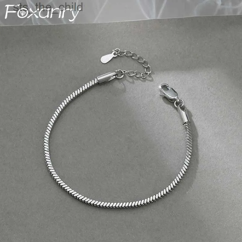 Chain FOXANRY Minimalist Snake Chain Couple Bracelet Party Jewelry Charming Womens New Fashion Handmade Beach Accessories GiftC24326