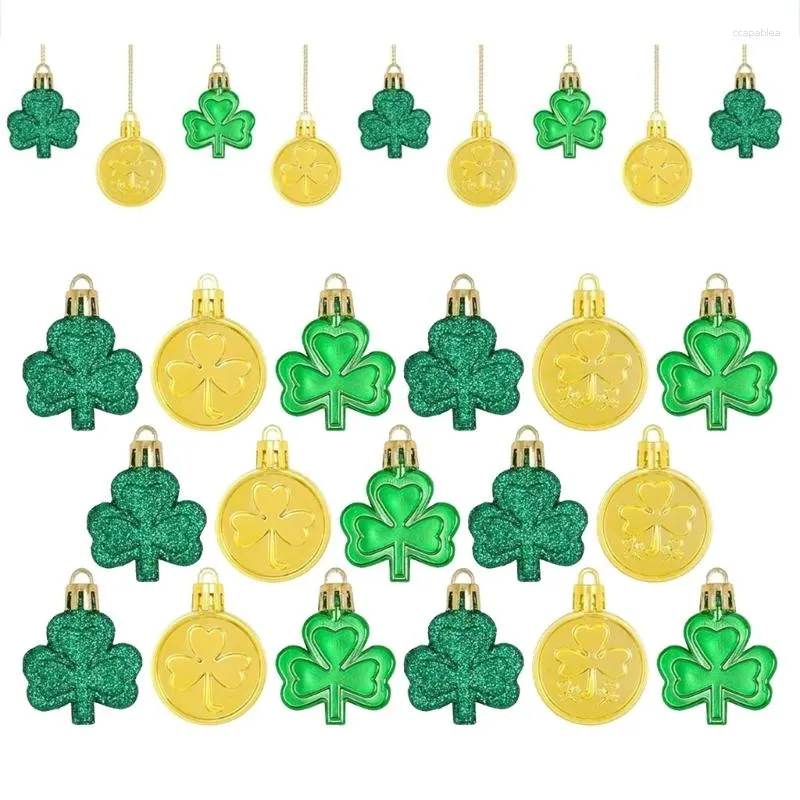 Party Decoration 24pcs Shamrocks Clovers Coin Pendant Elegant Irish Tree Ornament For Festival