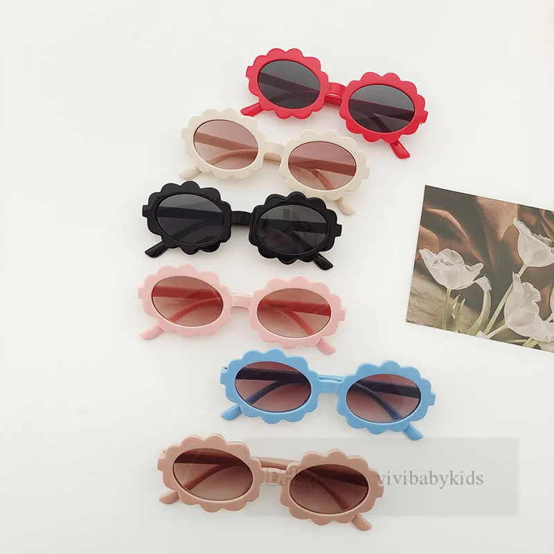 Gafas de sol para niños, marco de flores ovaladas, gafas de sol para exteriores, gafas para niños UV 400, gafas protectoras para niños, bloqueador solar para vacaciones en la playa Z7338