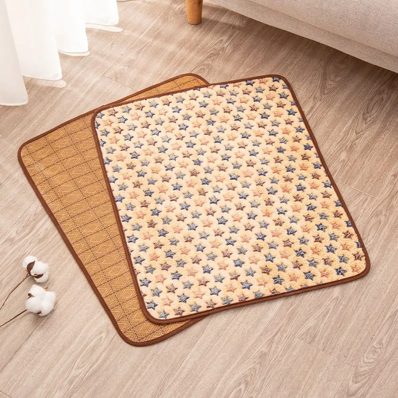 Lightweight Breathable Cooling Summer Cat Bed Pet Rattan Nest Mat Ice Dog Bed for Small Puppy Dogs