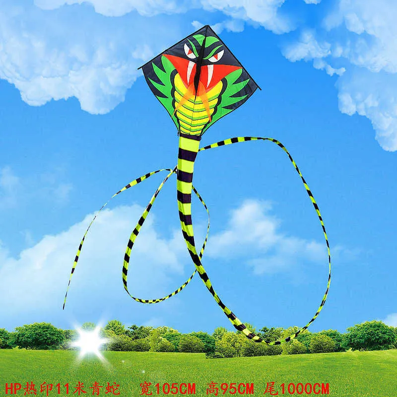 fish kite for adults kite devil fish folding kite buggy pro snake kite winder 11 m 15 m 30 m 50 m green snake long tail large kite