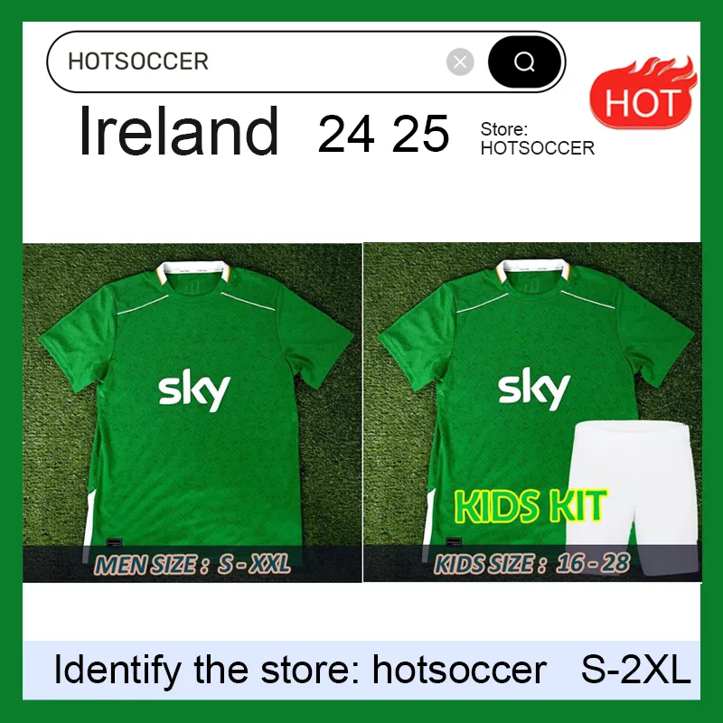 Irlands fotboll Jersey 2024 Euro Cup Kids Kit Robinson Obafemi Home Away 24/25 National Qualifier Classy Special 2025 Football Shirt Green White Ferguson HotSoccer