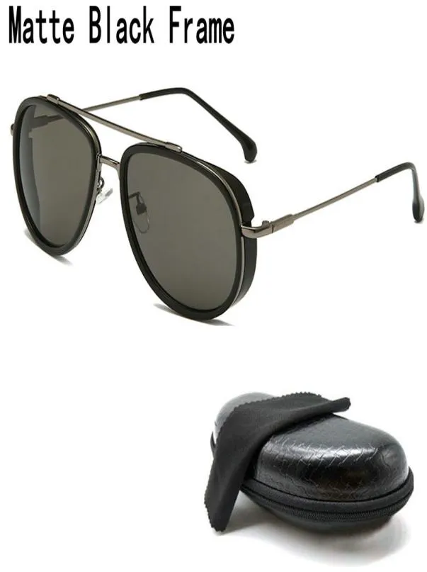 2pcs Matte Black Vintage Sunglasses Men Women With Glasses Case Box Cleaning Cloth Retro Classic Driving Eyewear gafas de sol2639830
