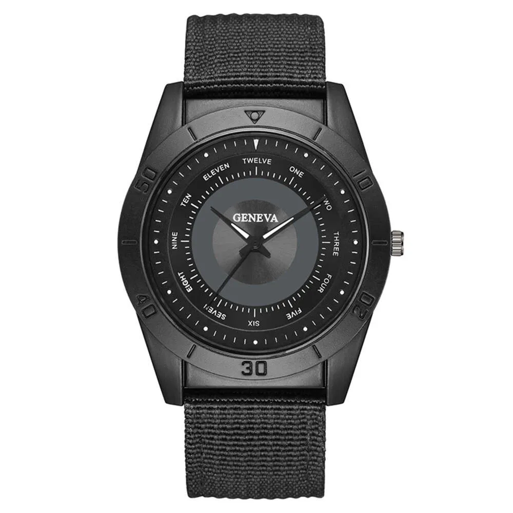 New Fashion Men's Watch Black Silicon Canvas Strap Wristwatch