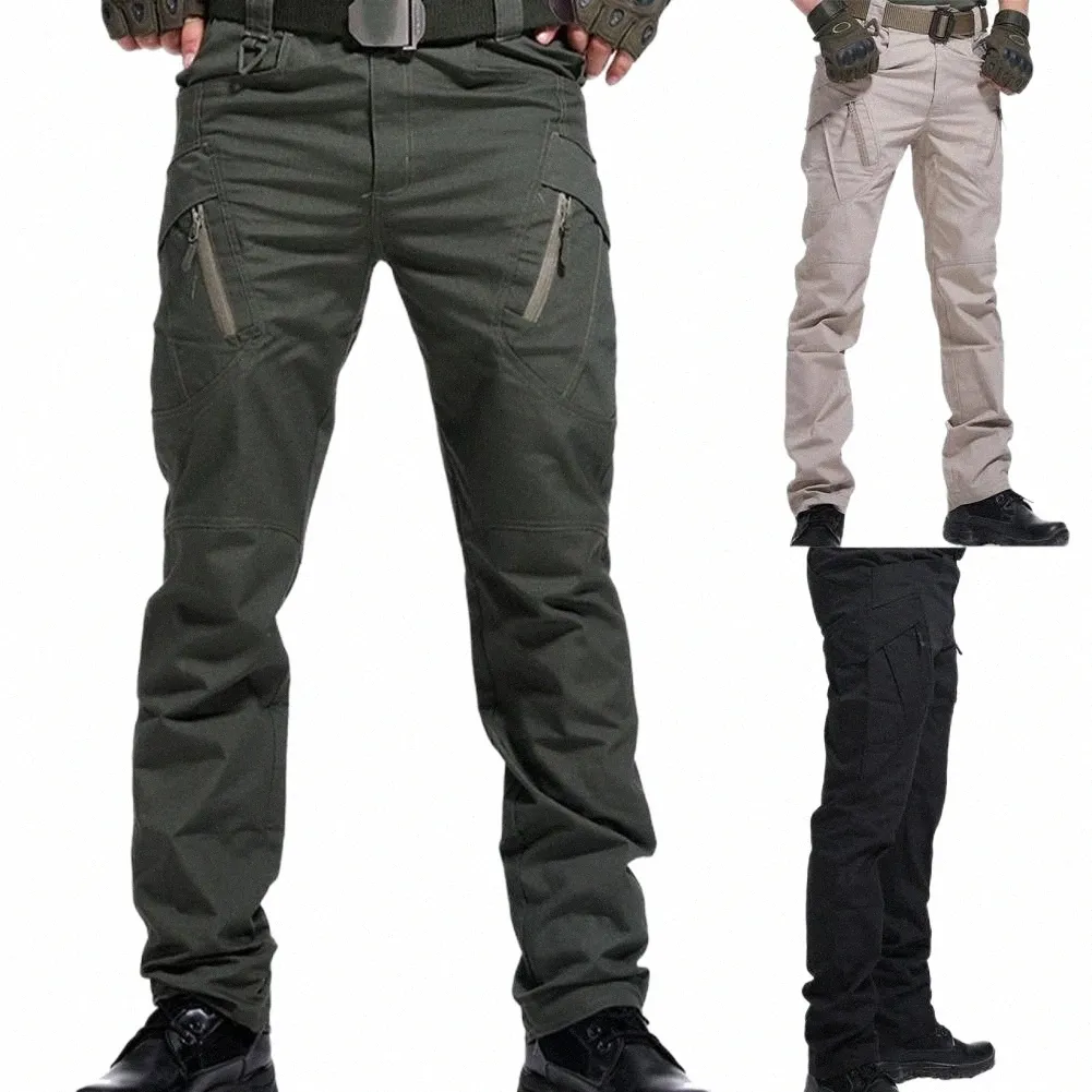 Lastbyxor Militära Tactical Pants Multi-Pocket Outdoor vandring Armé Joggers Byxa Cott Blend Water Resistant Casual LG Pants O3JQ#