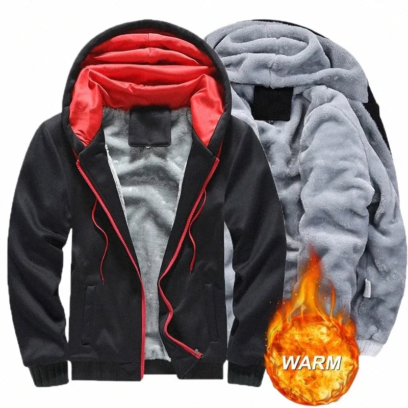 men's Hoodie Winter Thick Warm Fleece Zipper Hoodies Coat Casual Daily Sportwear Male Streetwear Hoodies Sweatshirts Unisex S3x8#