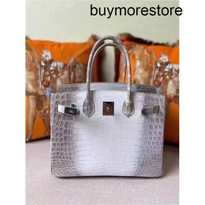 Mujeres Bolsos del Himalaya Bkns Bolso Astilla Hardware Cuero de cocodrilo con astilla Hardware 5A Hecho a mano Gurok White Family Handqq HBEI9T7R