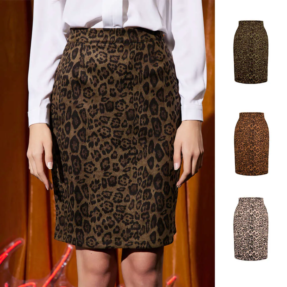 Ny produkt leopardtryck mocka halv längd en kvinnors väntet tryckt midi kjol över gränsen plus storlek ol vår och hösthögkänsla en karaktär