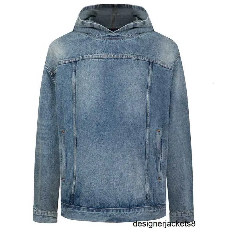 Designer La version originale est différente de la marque tendance du marché Paris B, avec une veste en jean à capuche unisexe OS ample à manches longues pour hommes et femmes SFS2