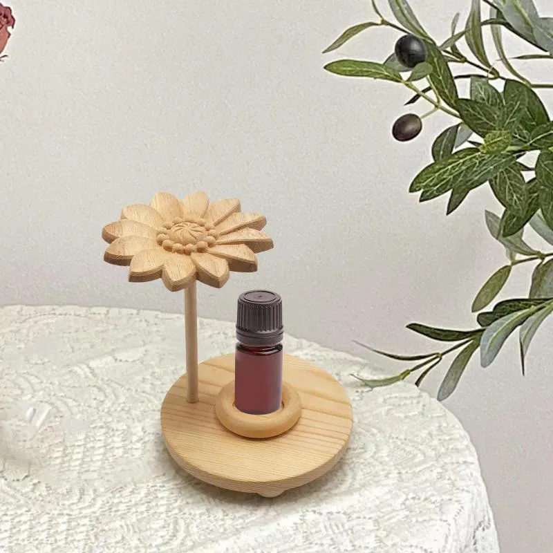 Bottiglie di stoccaggio Diffusore di oli essenziali in legno a forma di fiore Decorazione minimalista Supporto per comodino Bagno Negozio Auto Casa